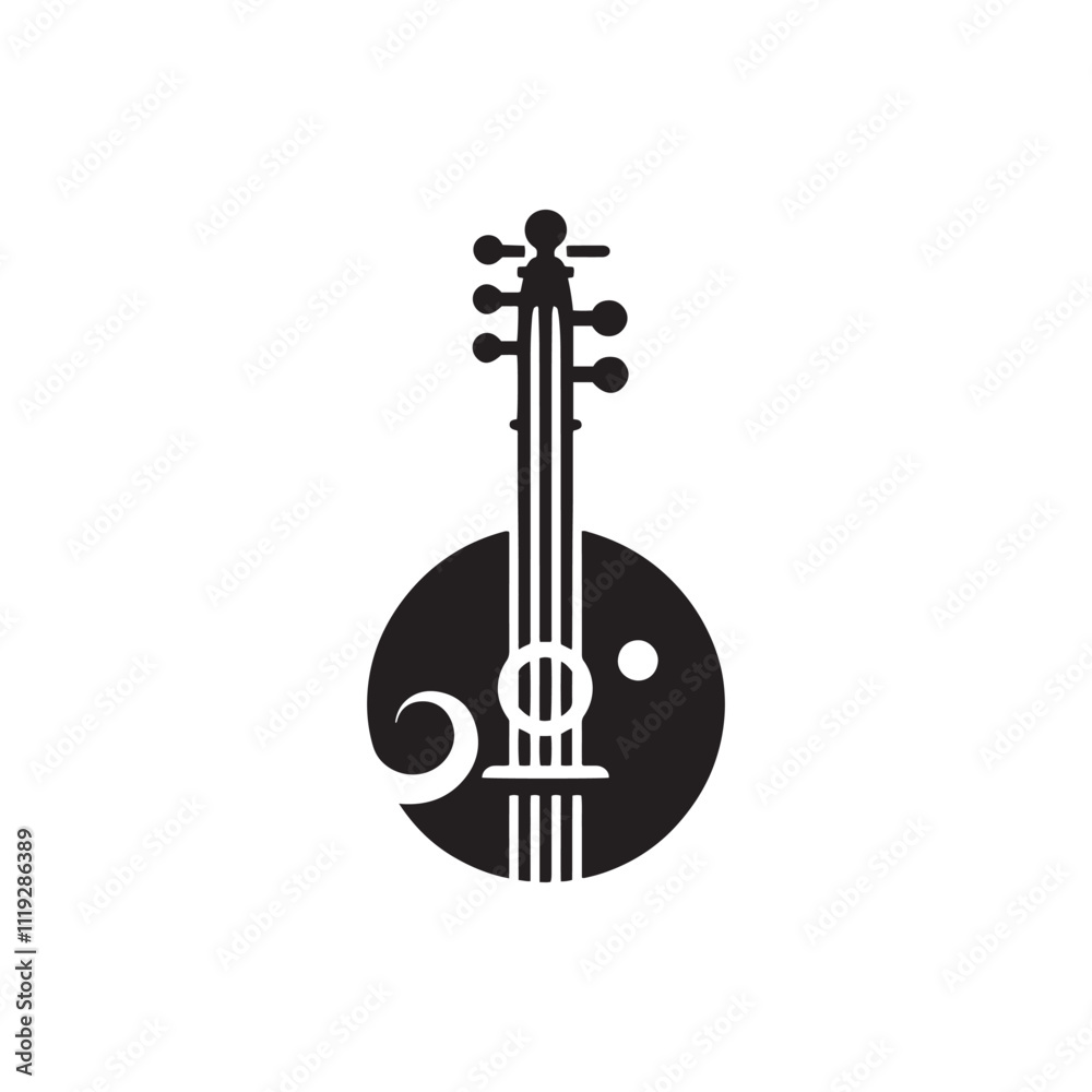 Silhouette of Veena Instrument - Veena Instrument Vector - Instrument Illustration. Silhouette of Veena Instrument - Veena Instrument Vector - Instrument Illustration.