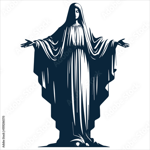 Virgin Mary with Open Arms Vector
