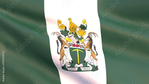 Foto 3D render - Flag of Rhodesia waving in the wind