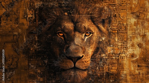 Majestic Lion: An Ancient Egyptian Fusion