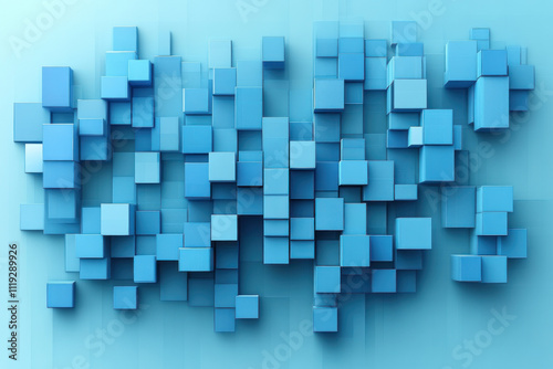 Abstract blue cubes background. (5)