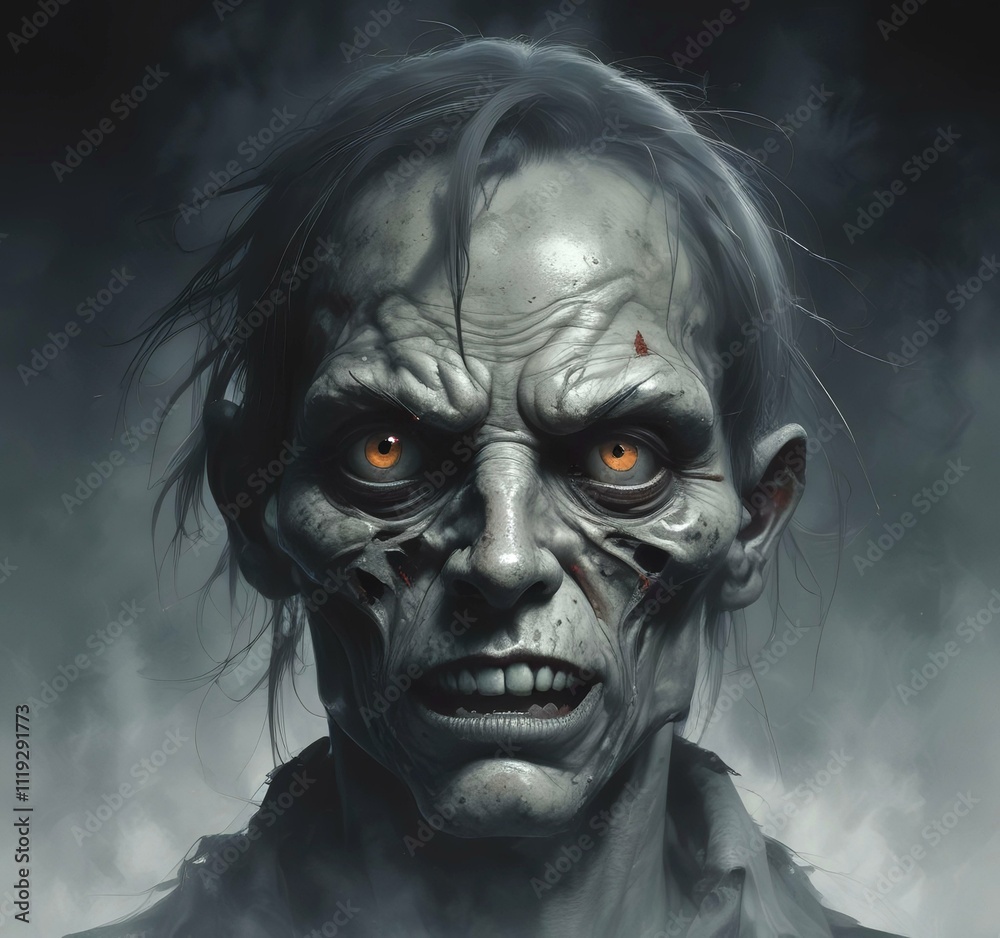 Illustration of spooky face with distopian environment. Illustration of spooky face with distopian environment.