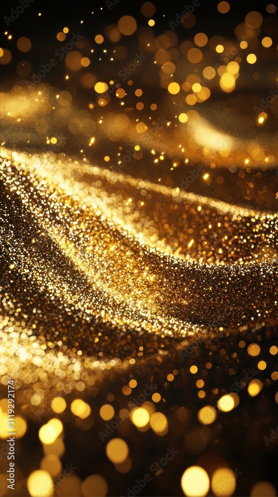 Golden sparkles and lights. AI.