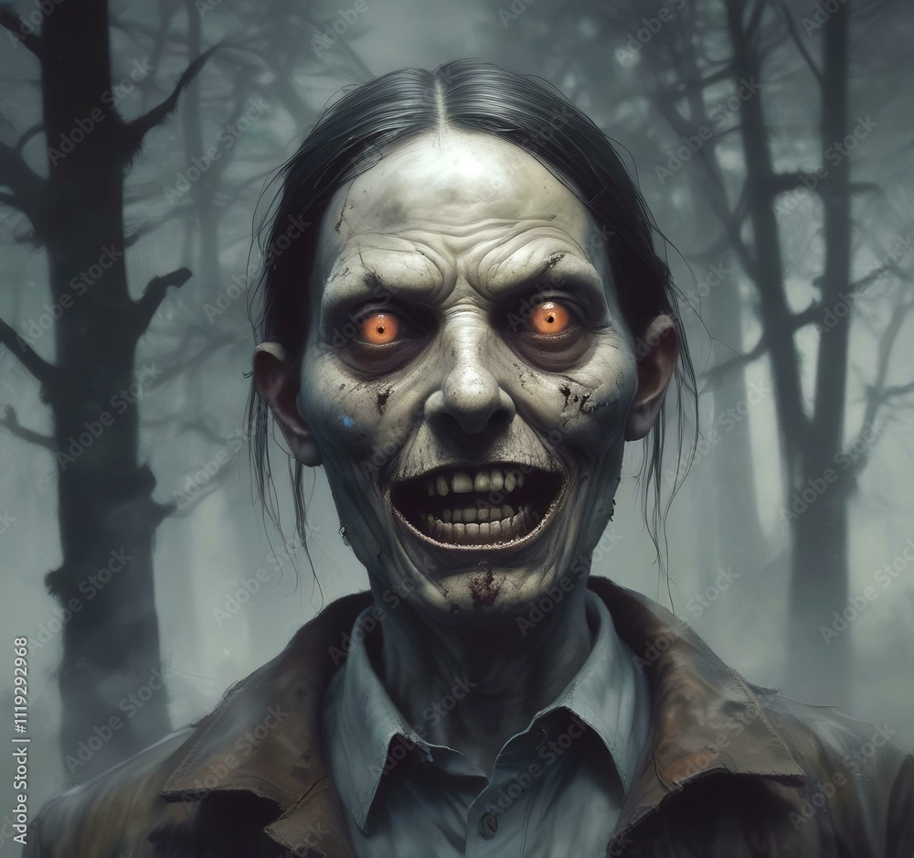 Illustration of spooky face with distopian environment. Illustration of spooky face with distopian environment.