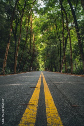 A road lined with trees on both sides