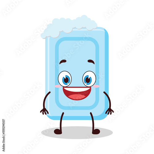 cute happy expression of soap cartoon character