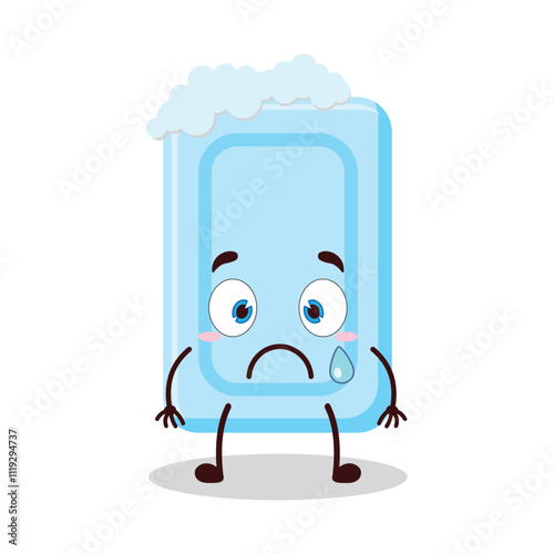 cute nervous expression of soap cartoon character