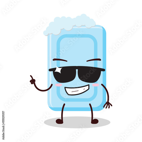 cute cool expression of soap cartoon character wear sunglasses 
