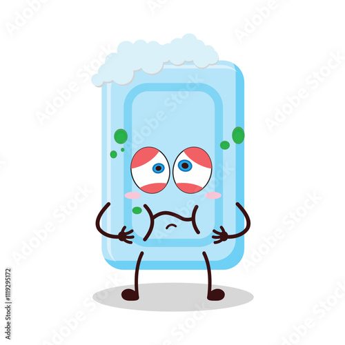 cute sick expression of soap cartoon character