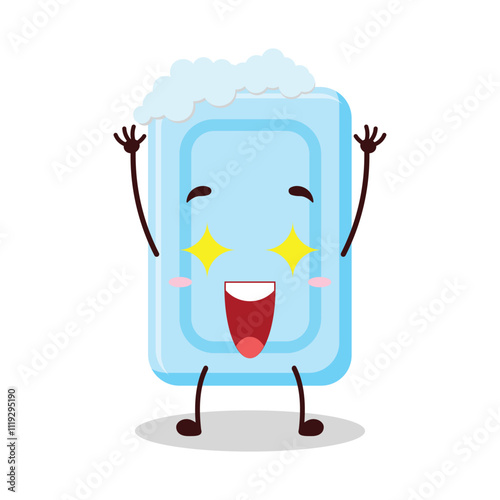 cute excited expression of soap cartoon character