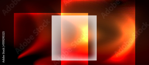 Glass squares with neon shiny light abstract background