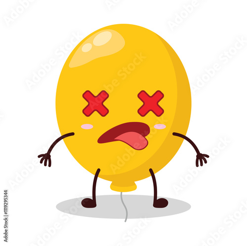 cute fainted expression of yellow balloon cartoon character