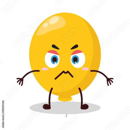 cute irritated expression of yellow balloon cartoon character