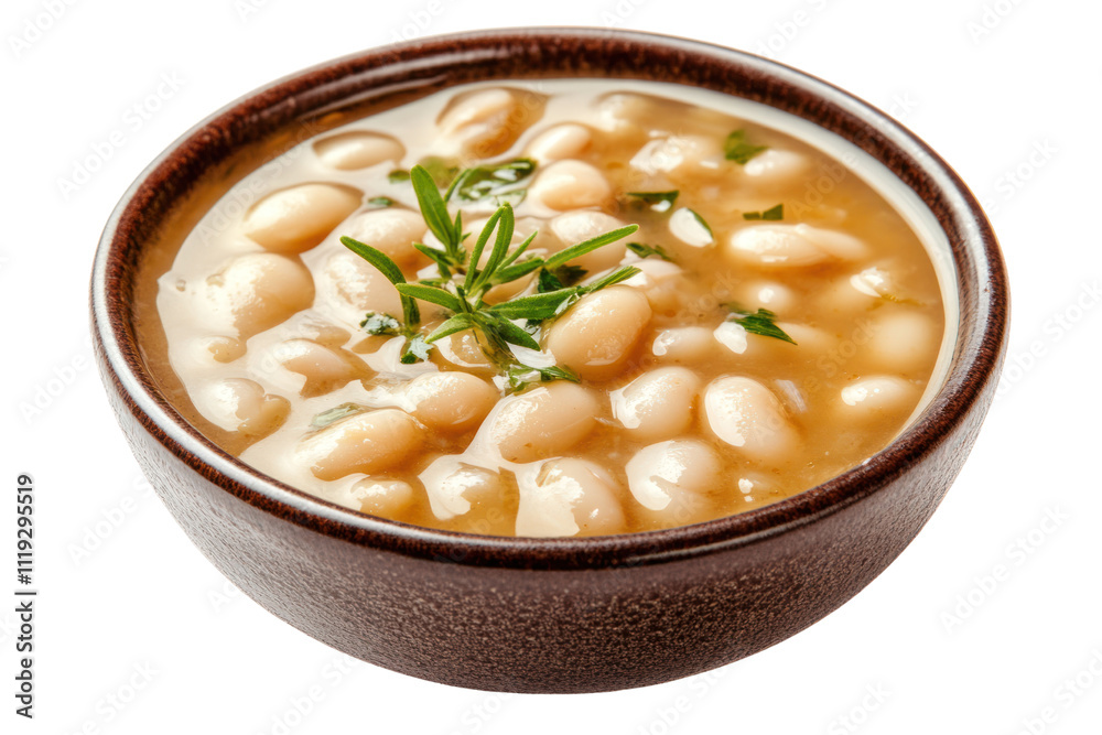 White beans in creamy soup, healthy and comforting, isolated on transparent and white background.PNG image White beans in creamy soup, healthy and comforting, isolated on transparent and white background.PNG image