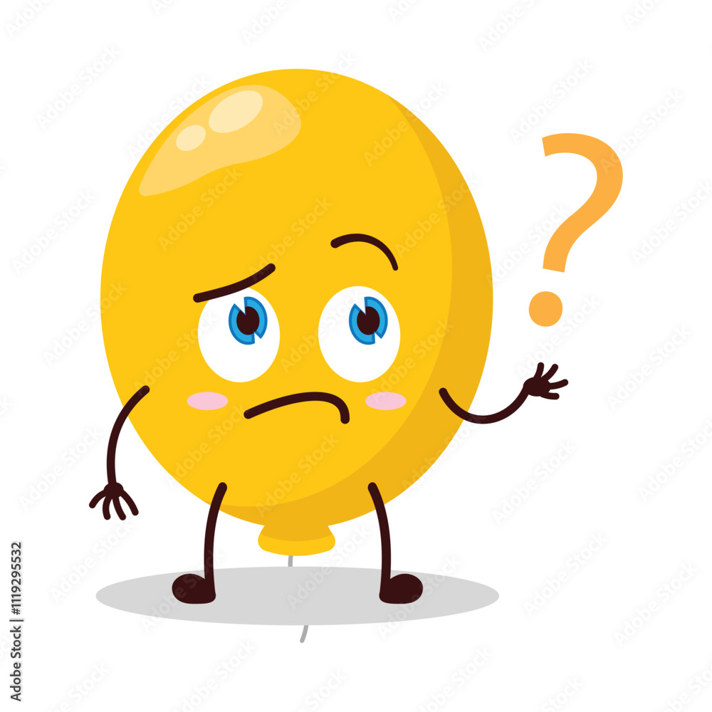 Fototapeta premium cute curious expression of yellow balloon cartoon character
