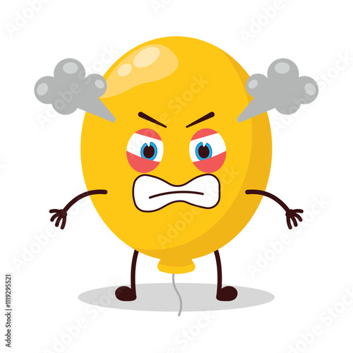 cute furious expression of yellow balloon cartoon character