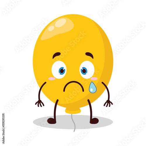 cute nervous expression of yellow balloon cartoon character