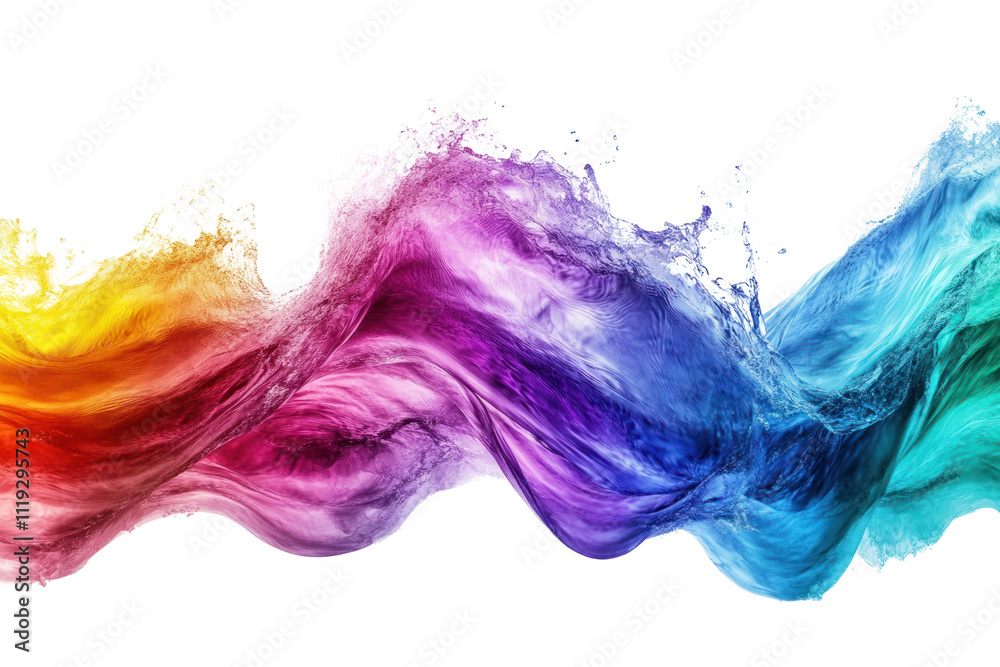 Wave with rainbow colors, creating magical and surreal effect, isolated on transparent and white background.PNG image Wave with rainbow colors, creating magical and surreal effect, isolated on transparent and white background.PNG image