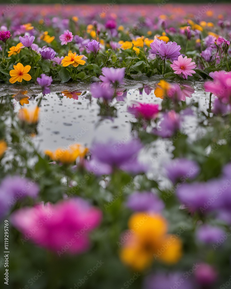 Fototapeta premium field flowers, purple flowers, pink flowers, wildflowers, colorful flowers, floral field, meadow blooms, vibrant flowers, purple and pink, spring flowers, nature's beauty, countryside flowers, garden 