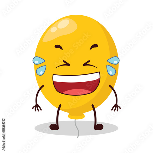 cute laugh out loud expression of yellow balloon cartoon character