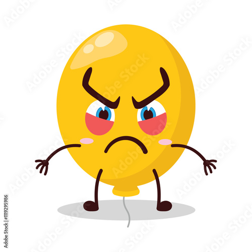 cute provoked expression of yellow balloon cartoon character
