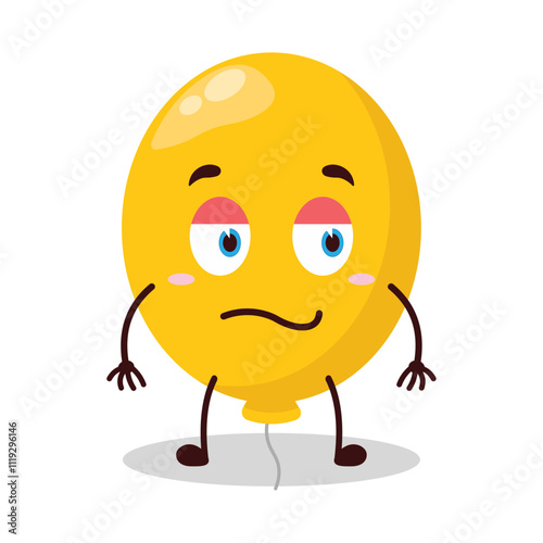 cute silent expression of yellow balloon cartoon character