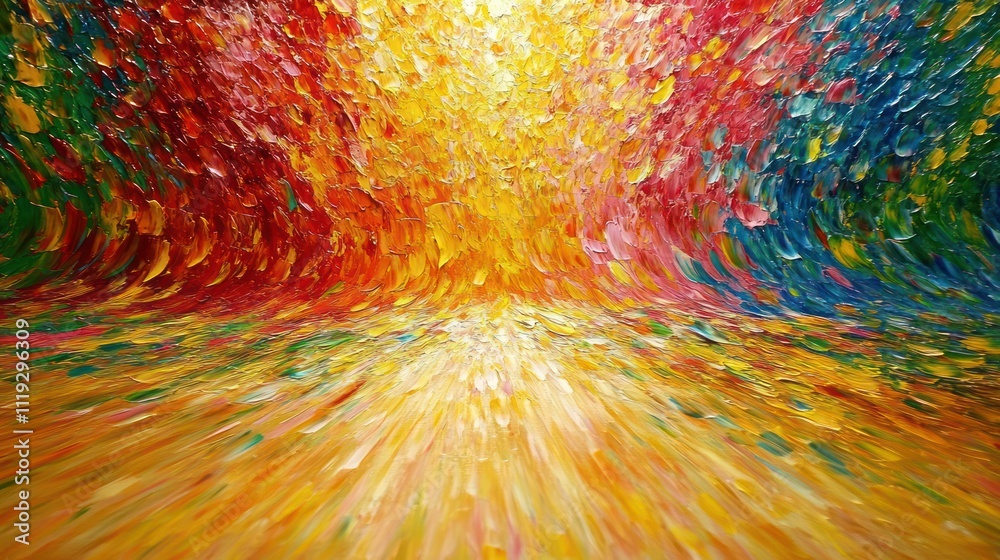 Obraz premium A vibrant, abstract swirl of colors creating an energetic, dynamic atmosphere.