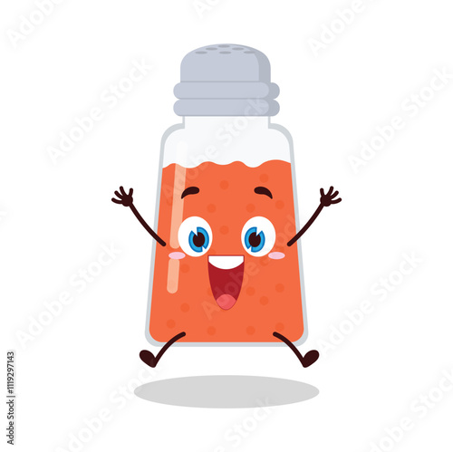 cute celebration jump expression of chili powder cartoon character