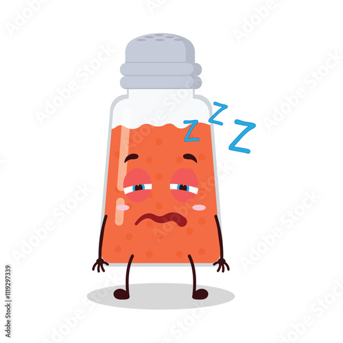 cute sleepy expression of chili powder cartoon character