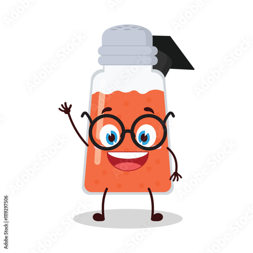 cute graduation college student expression of chili powder cartoon character
