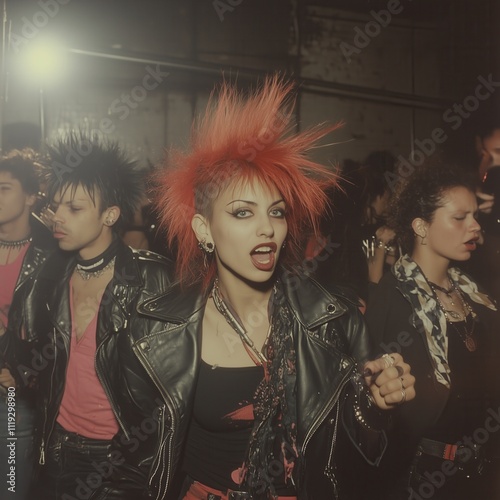 Young punks enjoying nightlife in an underground london club