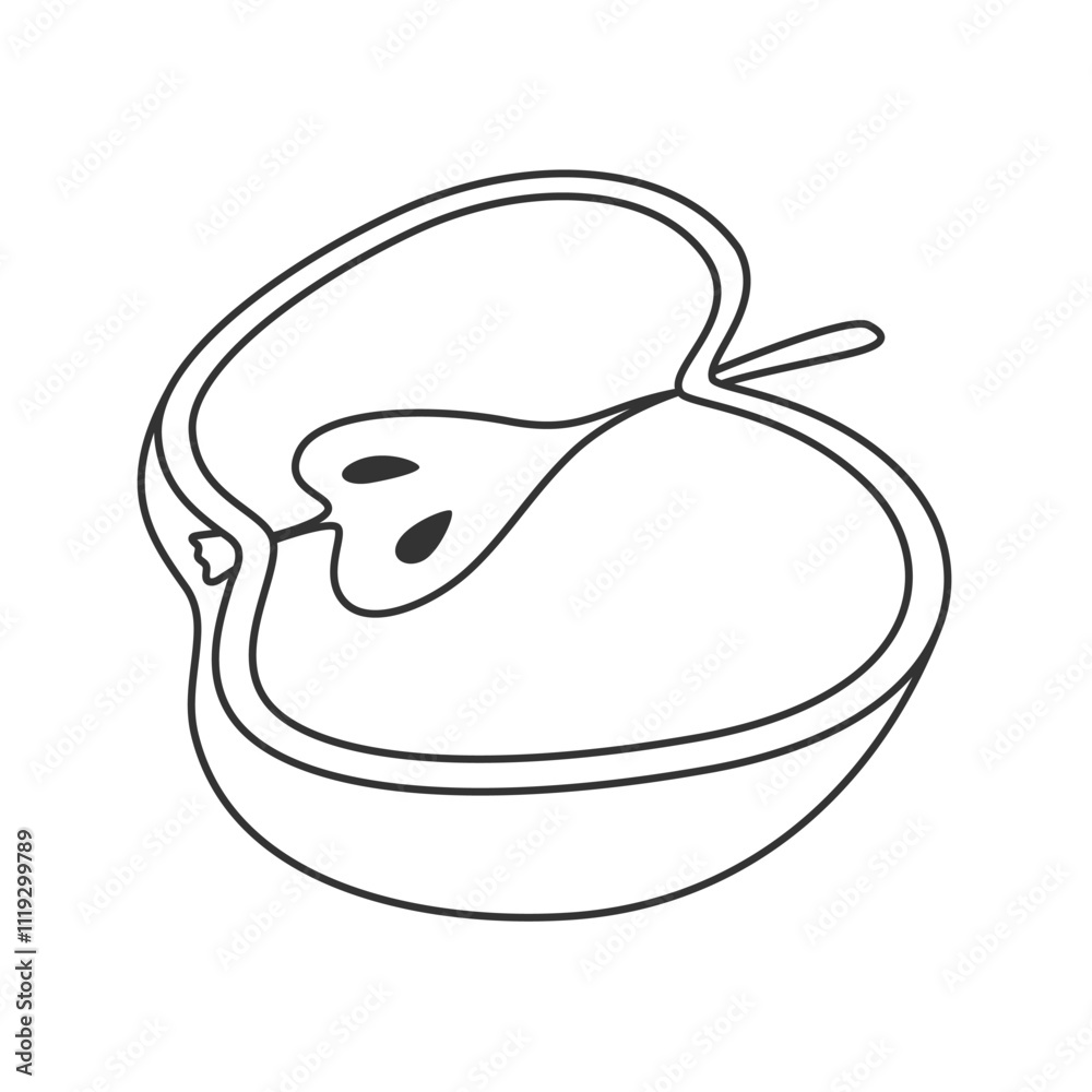 Outline apple fruit icon in hand drawn doodle style. Ideal for recipe illustrations Outline apple fruit icon in hand drawn doodle style. Ideal for recipe illustrations