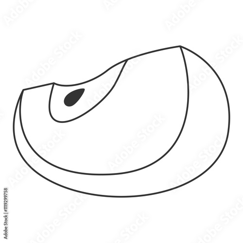 Quarter of apple fruit contour icon in line art style. Outline apple section for healthy food designs