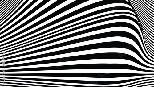 Black and white stripes with liquify lines abstract background for backdrop or fabric style