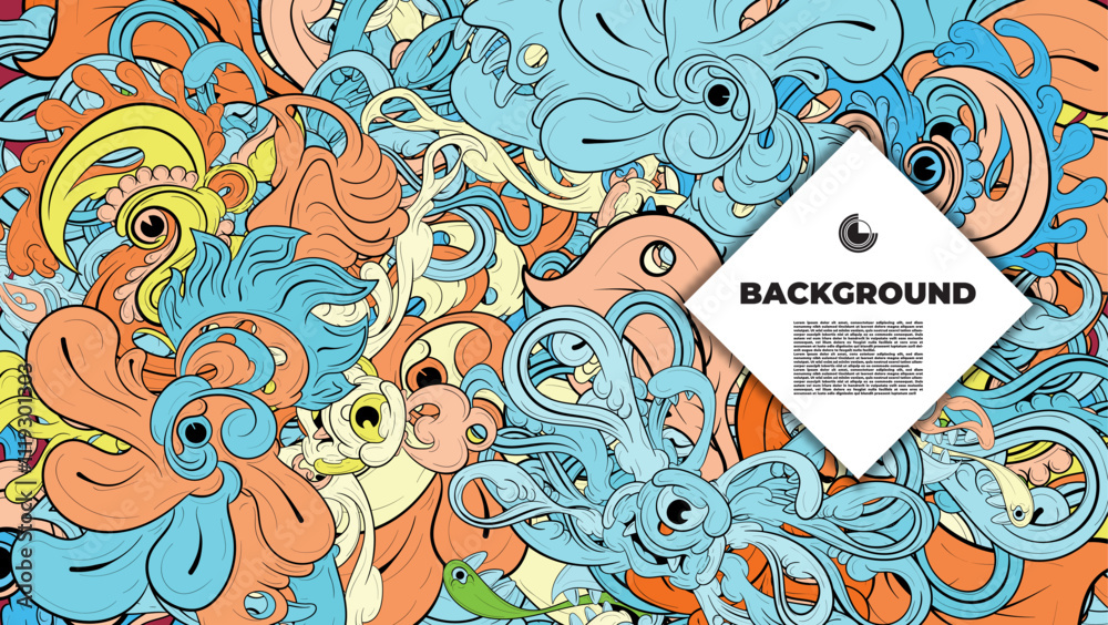 Obraz premium colorful psychedelic illustration for any design such as background, music festival, book cover, summer flayer, homepage, landing page.