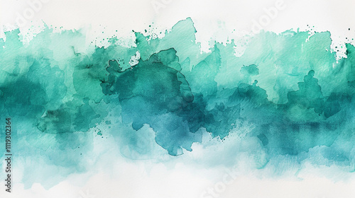 Abstract watercolor strokes in teal and green merge smoothly, offering a dynamic and fluid backdrop suitable for modern banners.