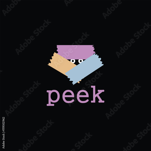 flat design icon logo peek
