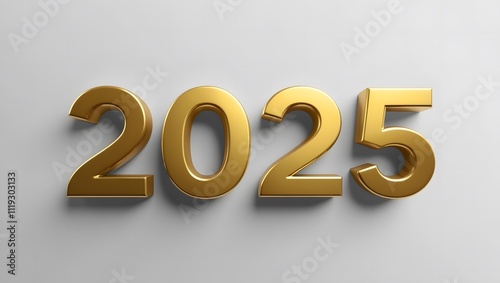 Happy New Year 2025, Beautiful 2025 Numbers Made of Luxury Golden on a White Background. High Quality Image for Websites, Backgrounds, Posters, and More.