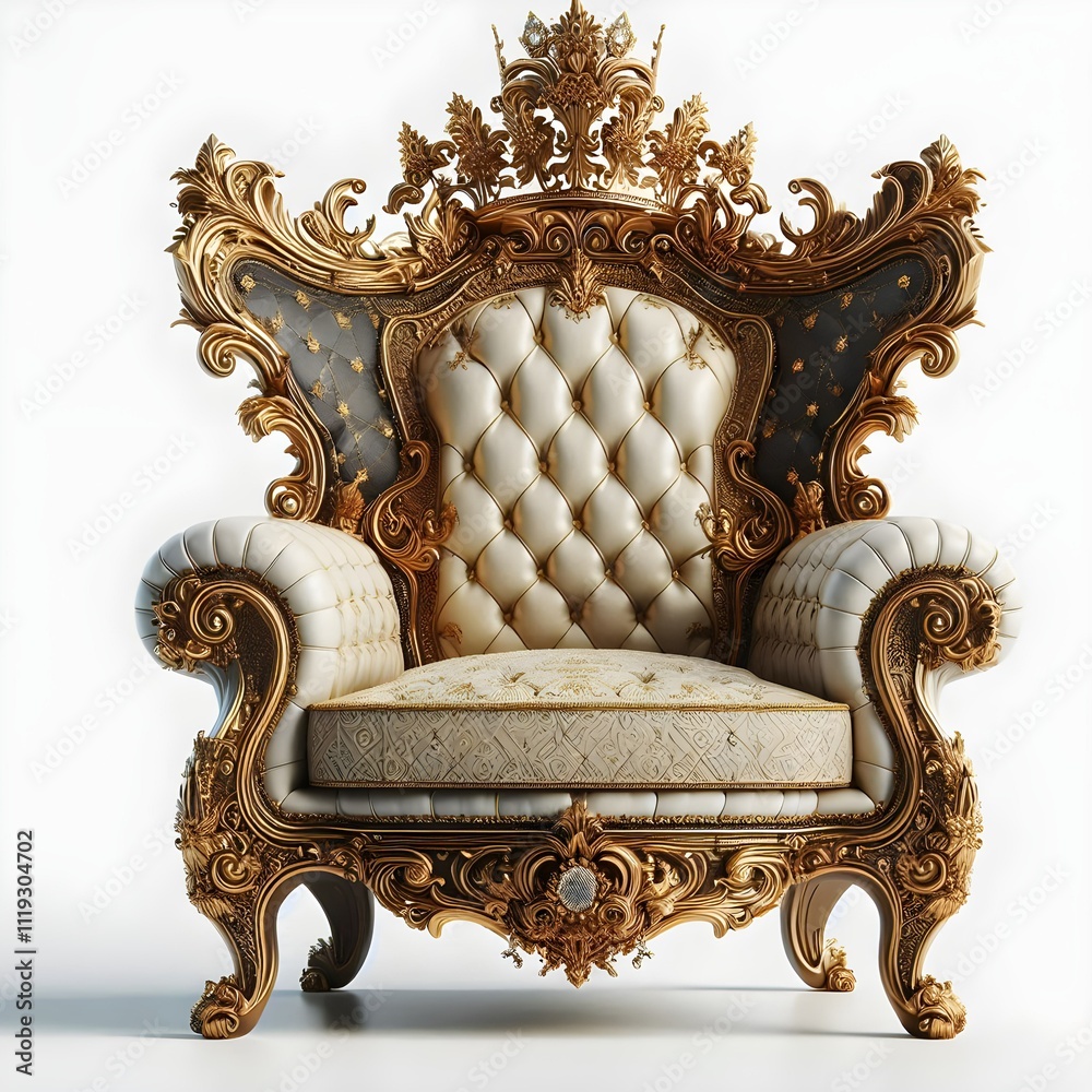 Luxurious Armchair with Elegant Design Isolated on White Background Luxurious Armchair with Elegant Design Isolated on White Background