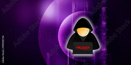 

2d illustration Cyber crime and internet privacy hacking. Network security, Cyber attack, Computer Virus, Ransomware, and Malware Concept