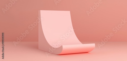 Soft pink cardboard display stand, quarter-turned, shown isolated for design use on a light backdrop.