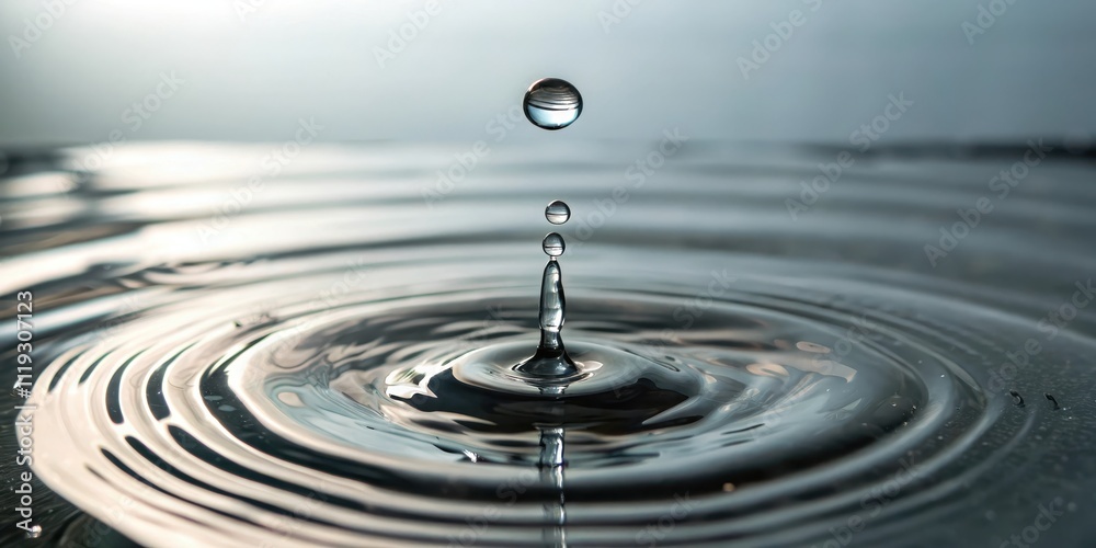 The Moment of Impact A Single Drop Creates Expanding Circular Ripples on a Still Water Surface The Moment of Impact A Single Drop Creates Expanding Circular Ripples on a Still Water Surface