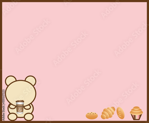Vintage color background with bear  and bread for background note and texture concept 