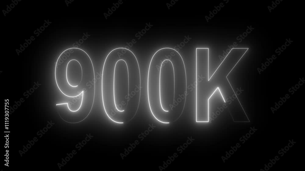 900K text animation by white color neon on black background. 900K text animation by white color neon on black background.