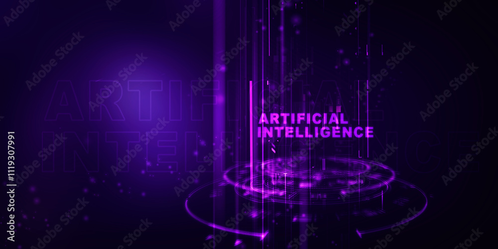 2d illustration Artificial Intelligence (AI) concept
