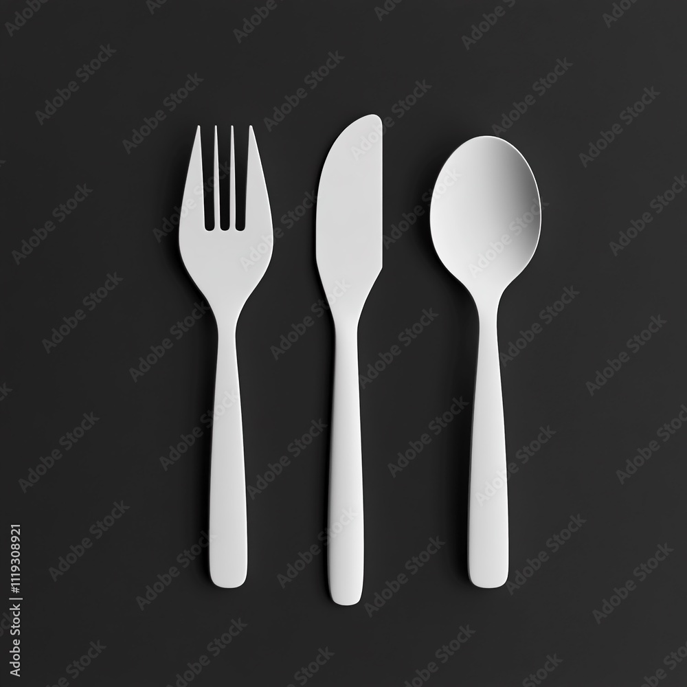 3D Matte Flatware Icon: Modern Minimal Dining Set illustration 3D Matte Flatware Icon: Modern Minimal Dining Set illustration