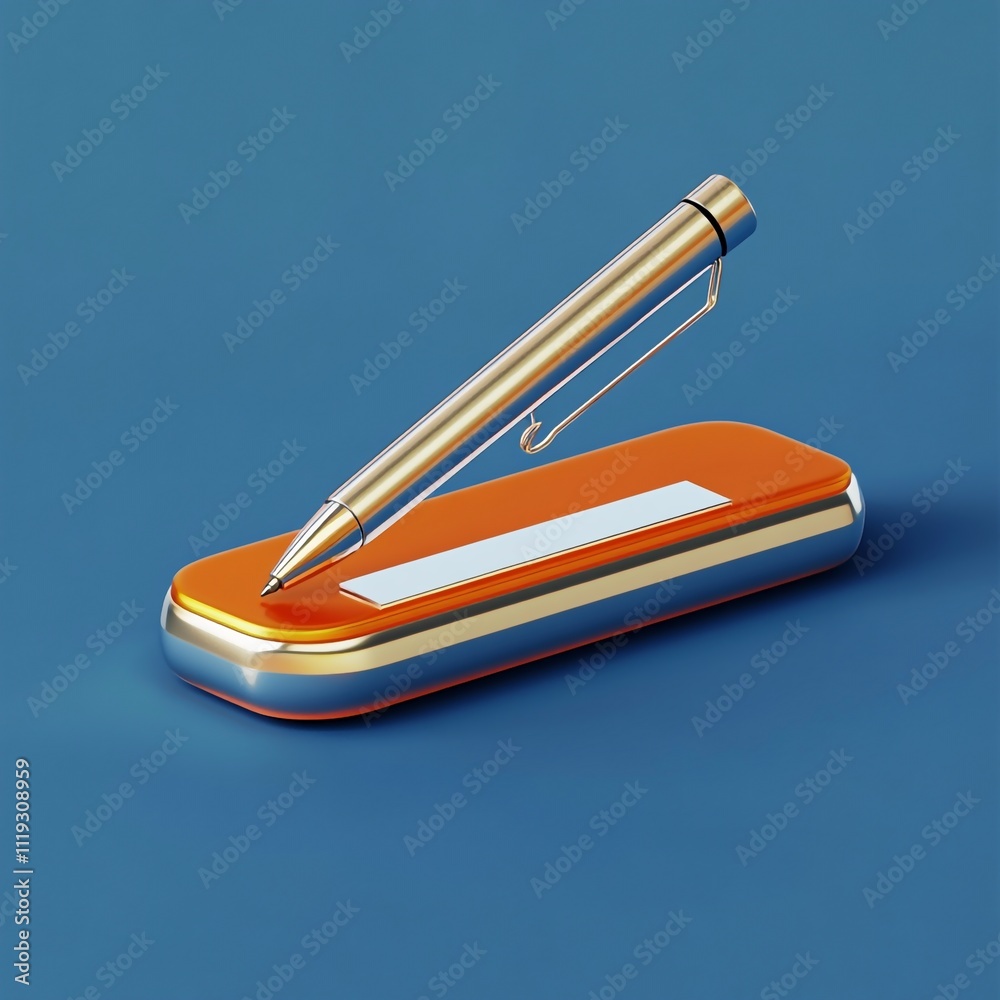 3D Metallic Pen Stand Icon: Stylish Desk Organizer illustration 3D Metallic Pen Stand Icon: Stylish Desk Organizer illustration