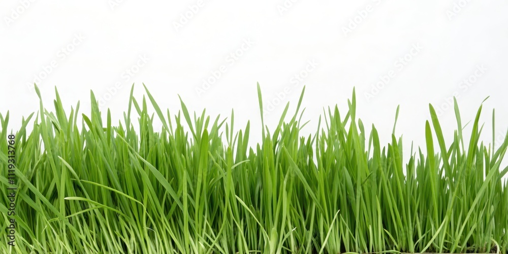 Obraz premium Vibrant Green Grass Blades Forming a Lush Natural Border Against a Plain White Background