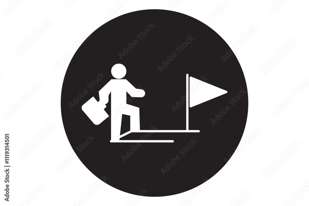 Successful Businessman a Man Champion Standing on Podium, Star Achiever Silhouette Icon Symbol Successful Businessman a Man Champion Standing on Podium, Star Achiever Silhouette Icon Symbol