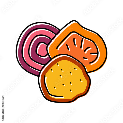 vegetable chips snack food color icon vector. vegetable chips snack food sign. isolated symbol illustration